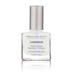 Dermelect swatch on nail revealing neutral milky brightening effect