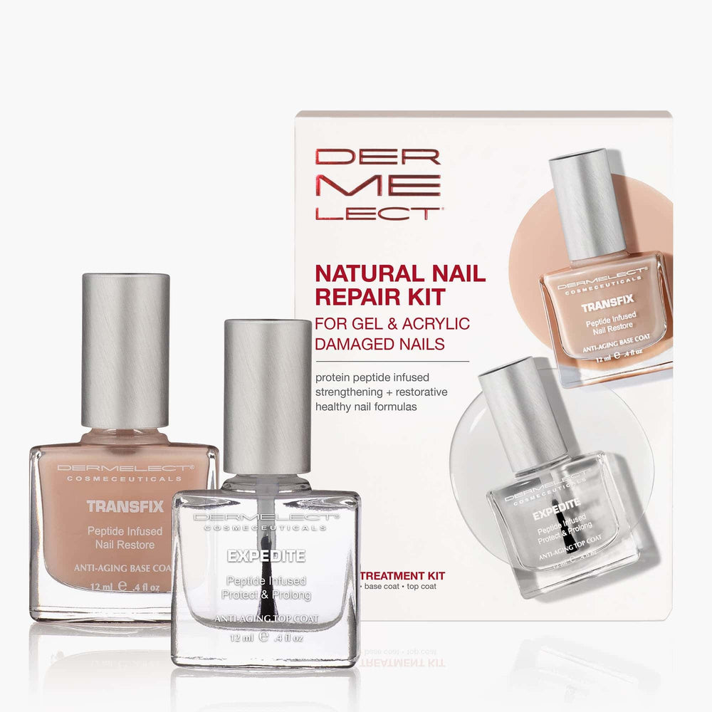Dermelect before and after nails demo showing improved strength