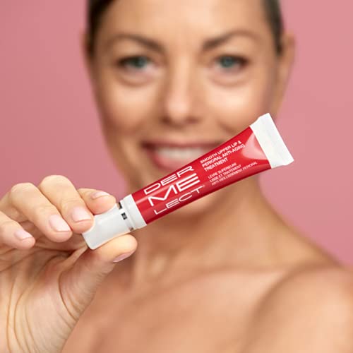 Dermelect applied to upper lip demonstration, refines lip contour and texture