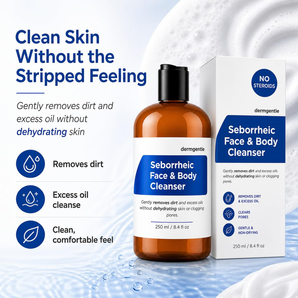 Dermgentle lather on hand demonstrating gentle cleansing with visible non-drying finish