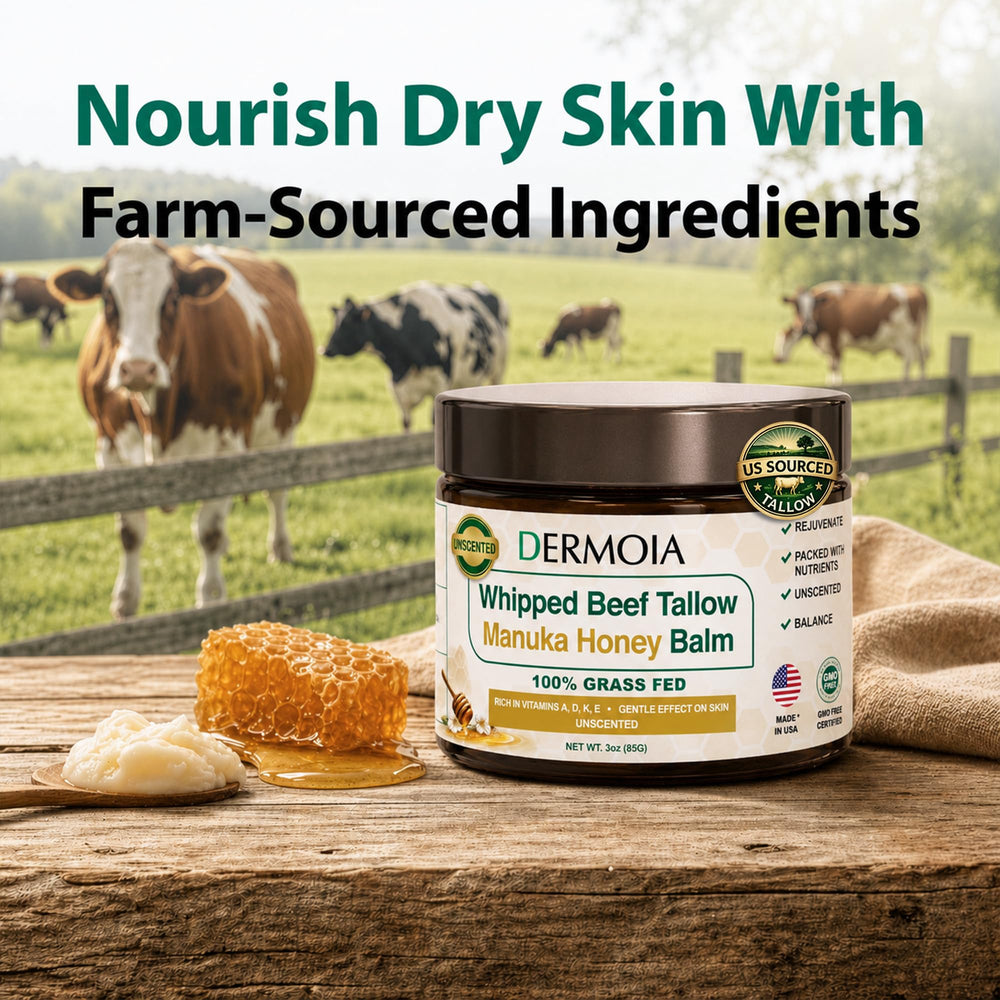 DERMOIA fingers spreading balm demonstrating smooth, non-greasy finish