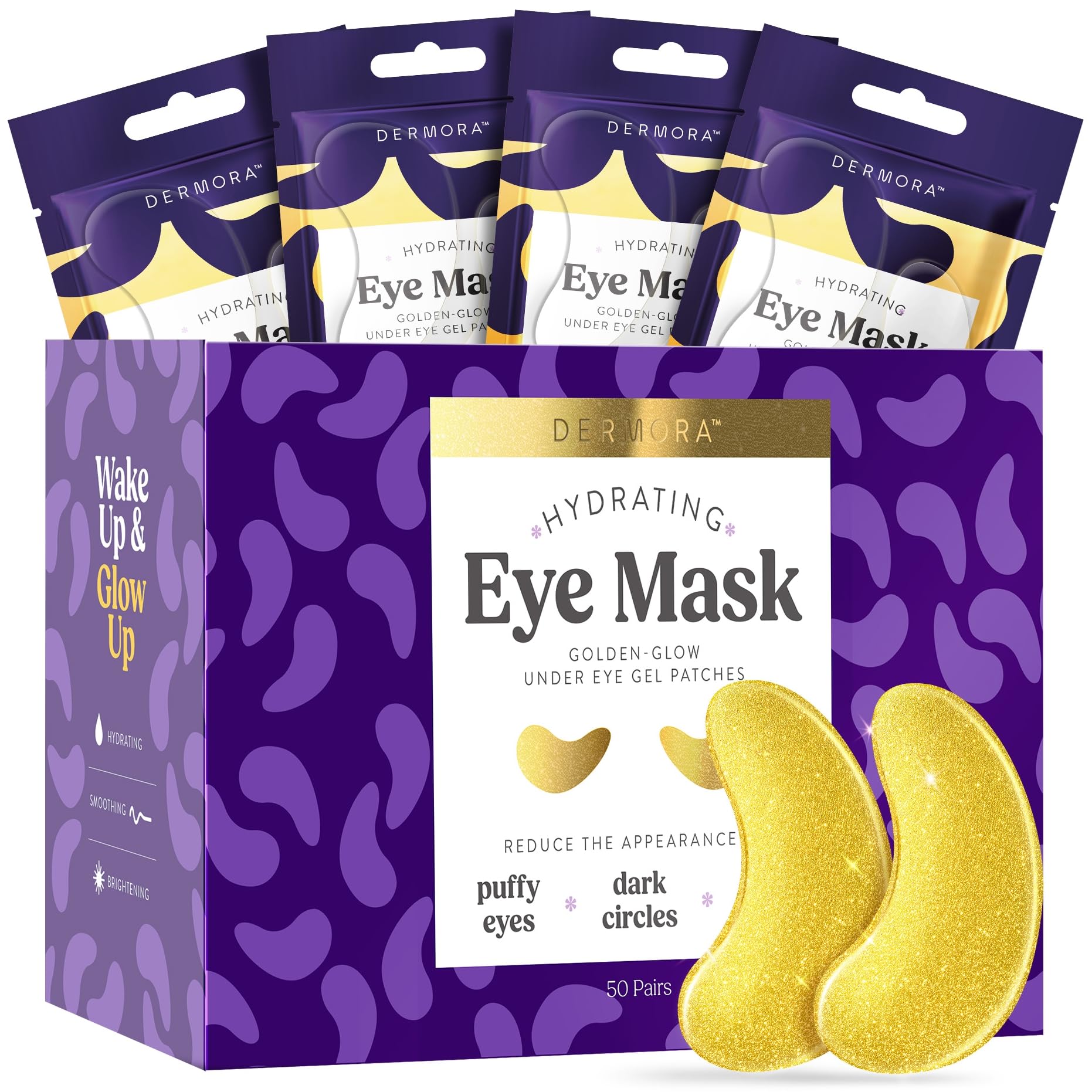 DERMORA front packaging showing 50 pairs and brightening benefit