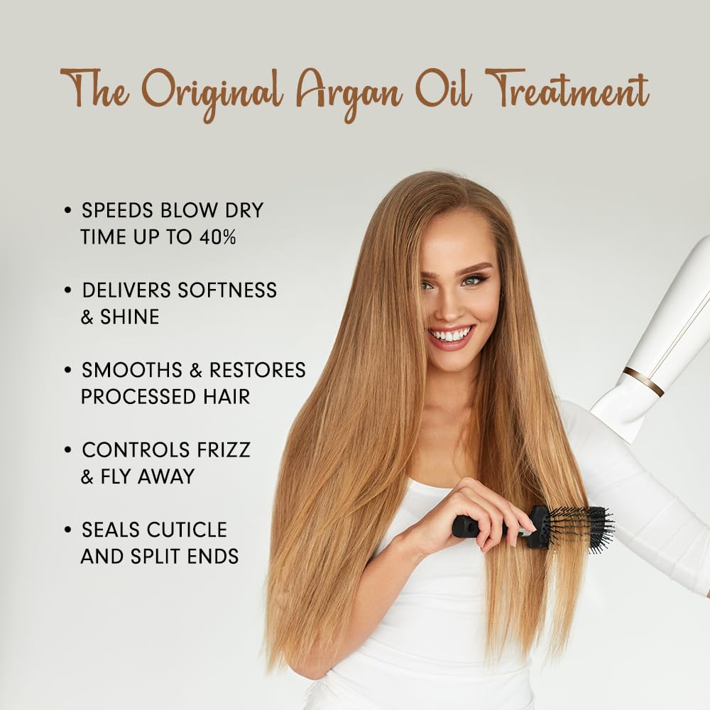 DermOrganic being applied to damp hair to speed drying and protect from heat