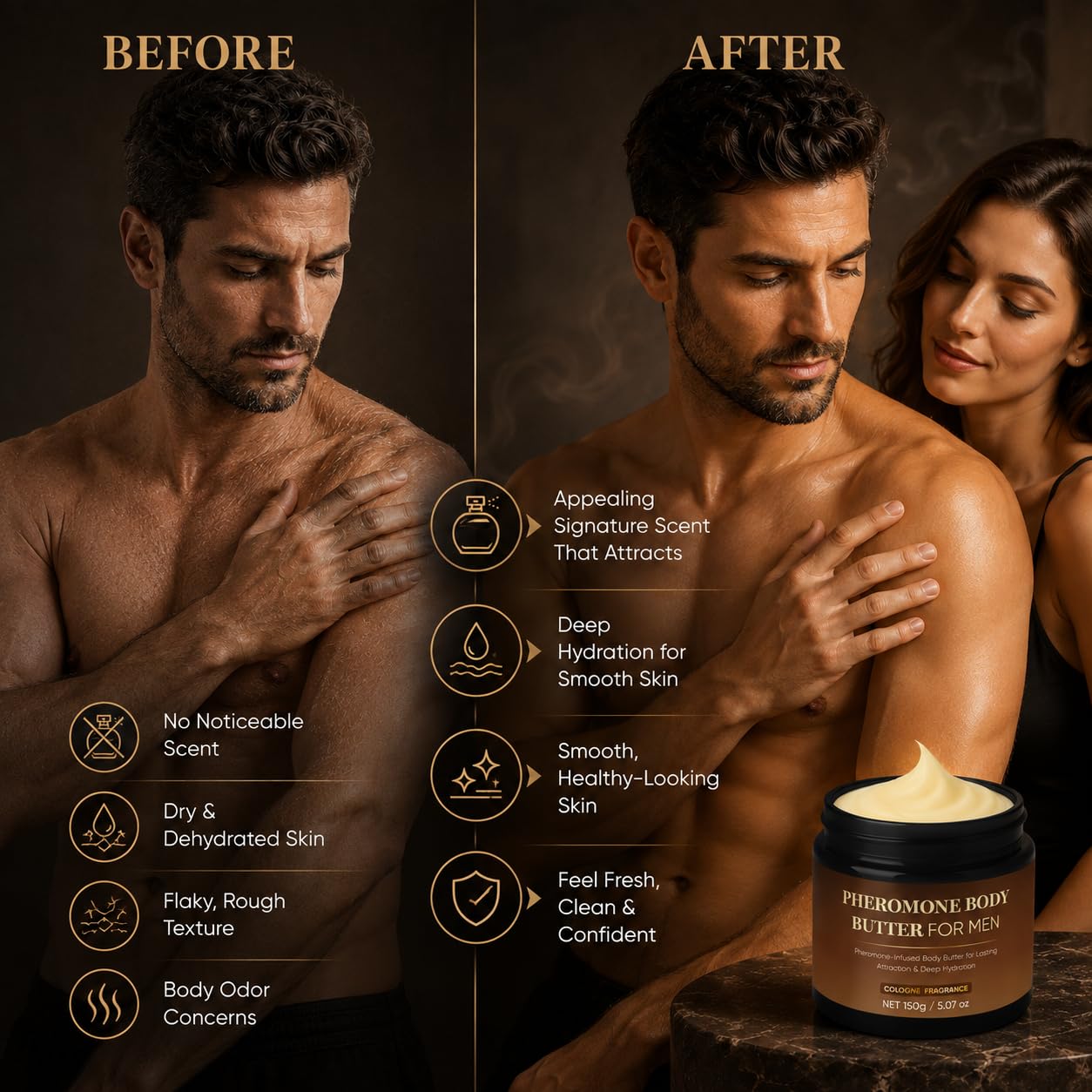 Derperzi being applied to shoulder highlighting hydration and smoothness
