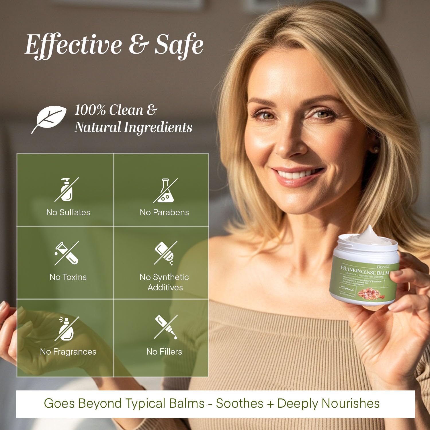 Close view of Dersie label highlighting clean ingredient transparency