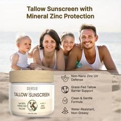Sunscreen being applied to hand showing Dersie moisturizes and protects benefit