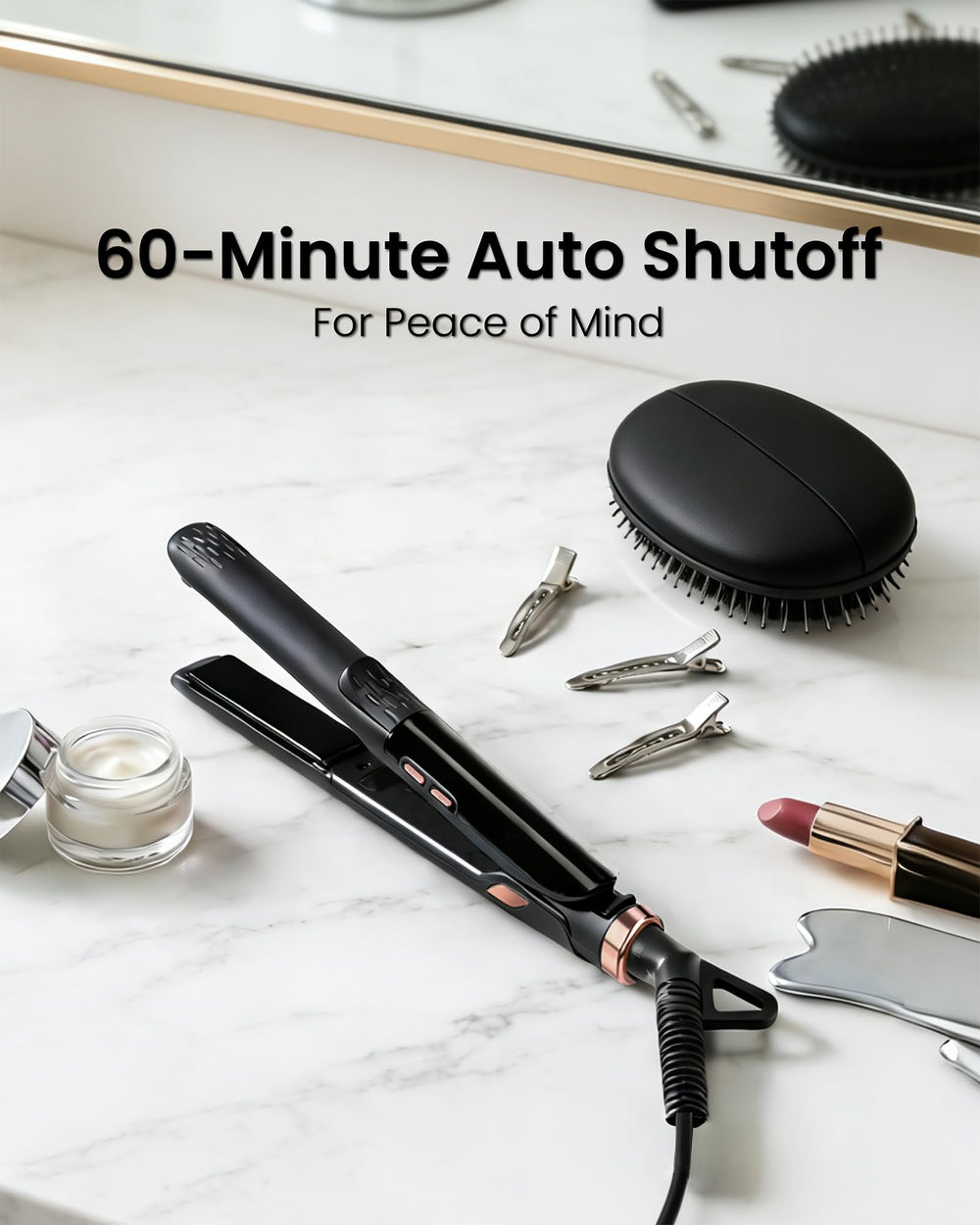 Desalo mini flat iron shaping a beard for neat, detailed grooming on the go
