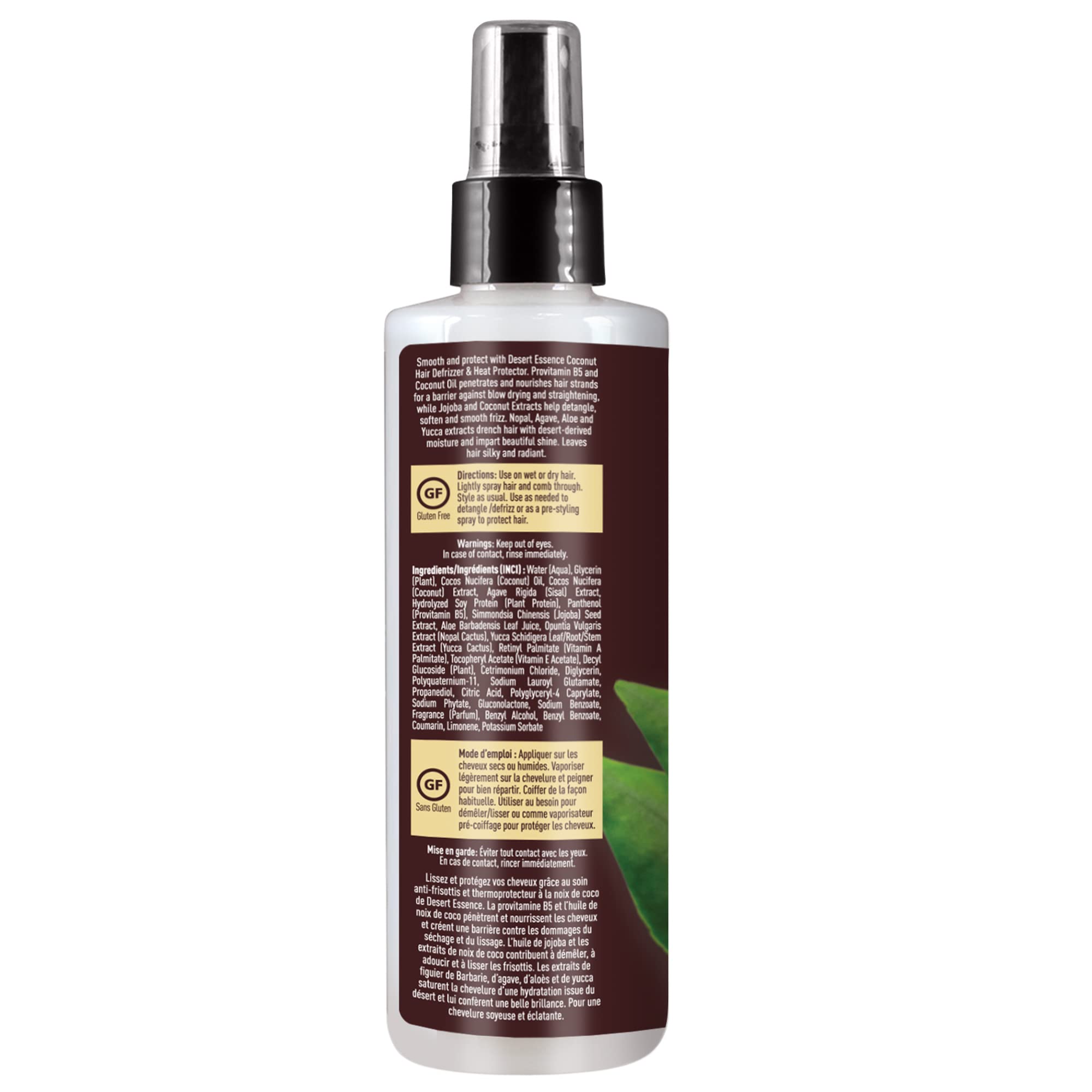 Desert Essence close-up label highlighting clean ingredients and benefits