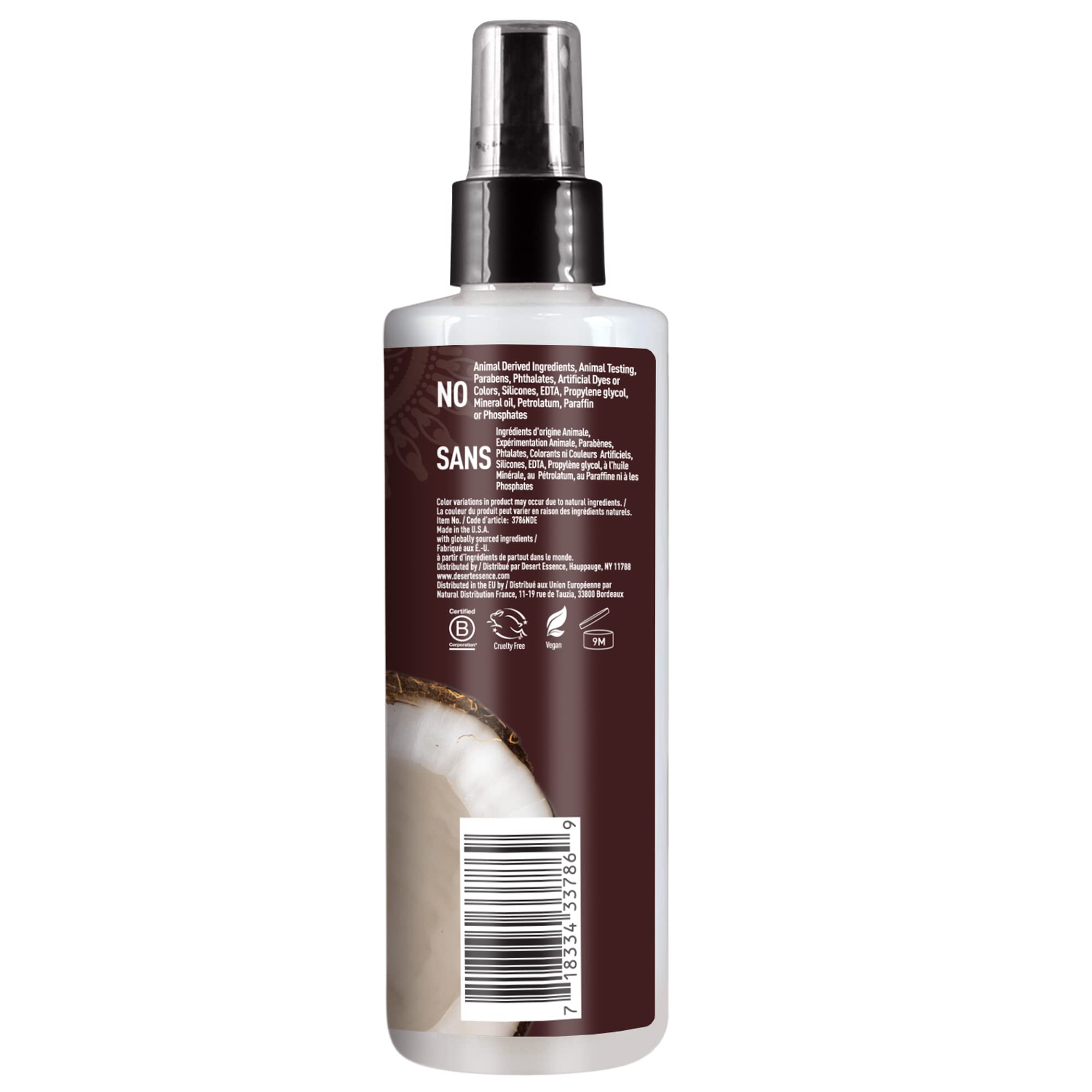 Desert Essence coconut oil ingredient visual signaling natural hydration