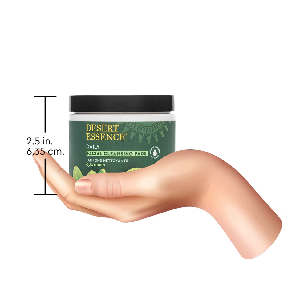 Desert Essence label close-up highlighting vegan and cruelty-free certifications