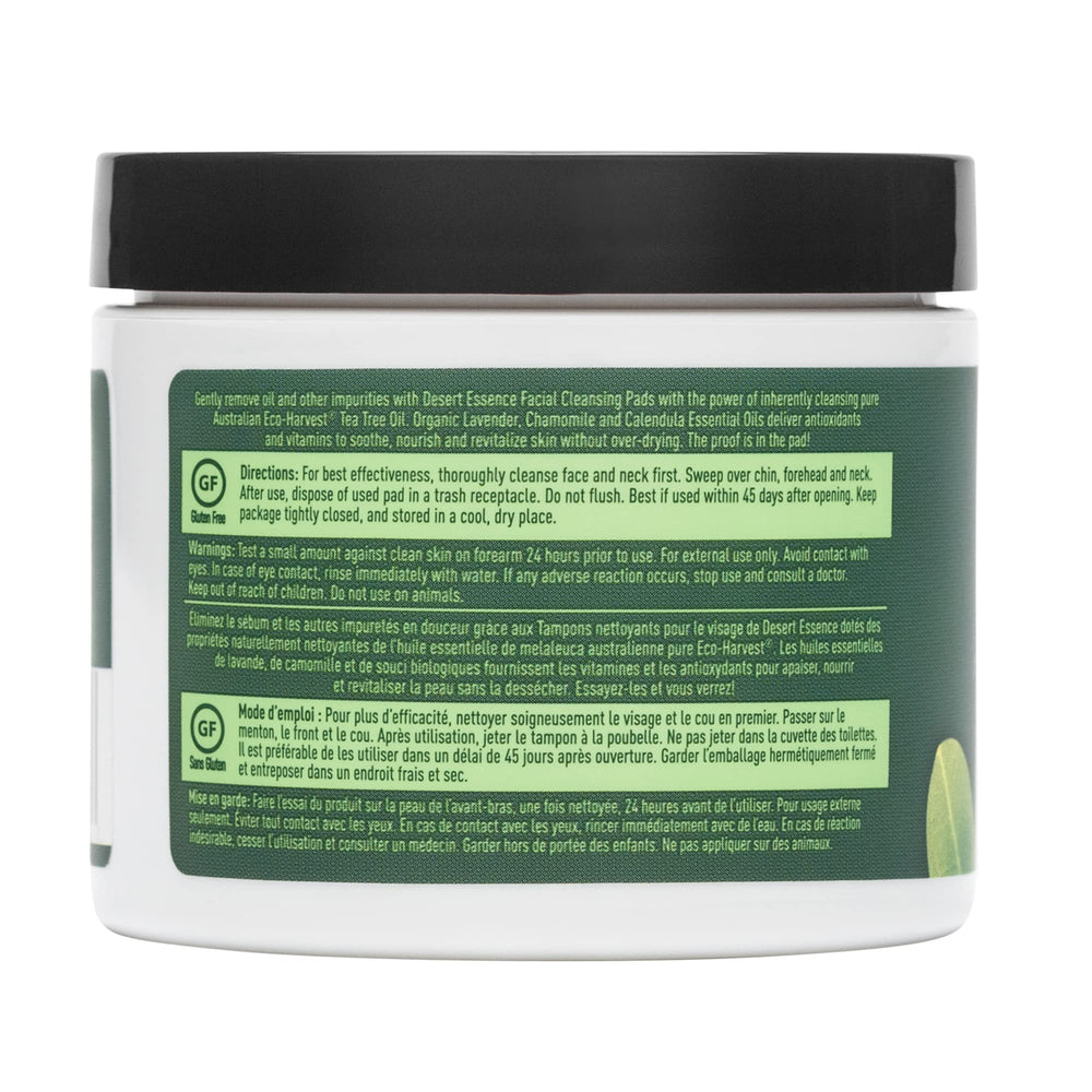 Desert Essence pad in hand to show scale and easy one-step cleansing benefit