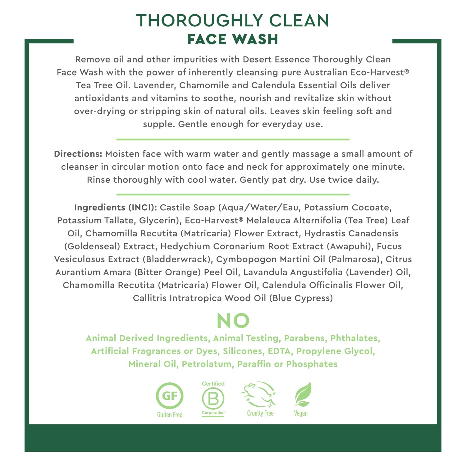 Desert Essence tea tree oil ingredient highlighting clarifying benefits