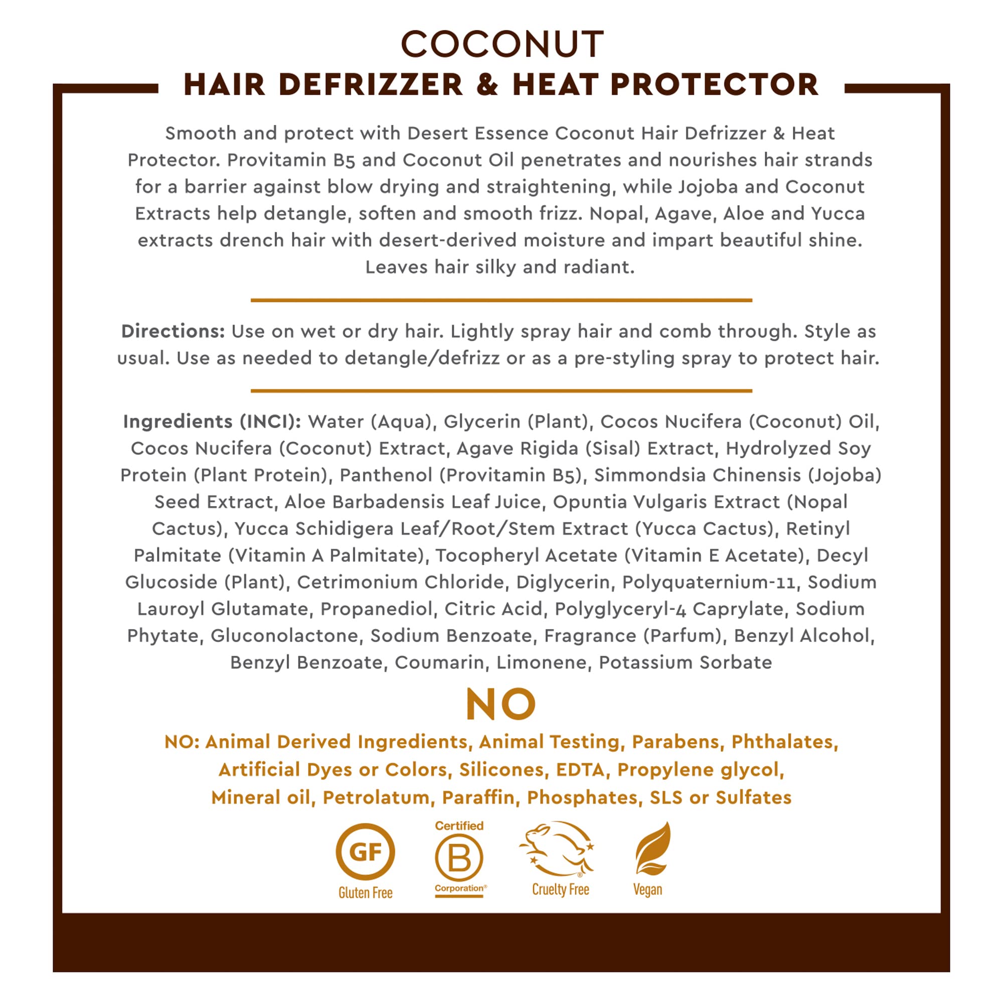 Desert Essence product texture on hair strand showing smoothing effect