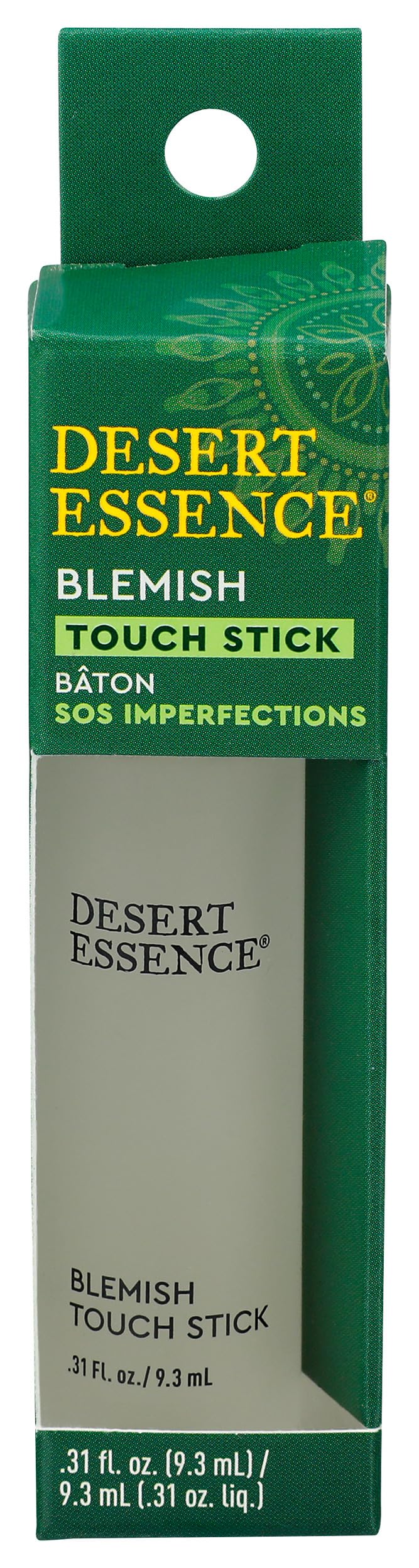 Desert Essence touch stick front packaging showing size and branding for portable care