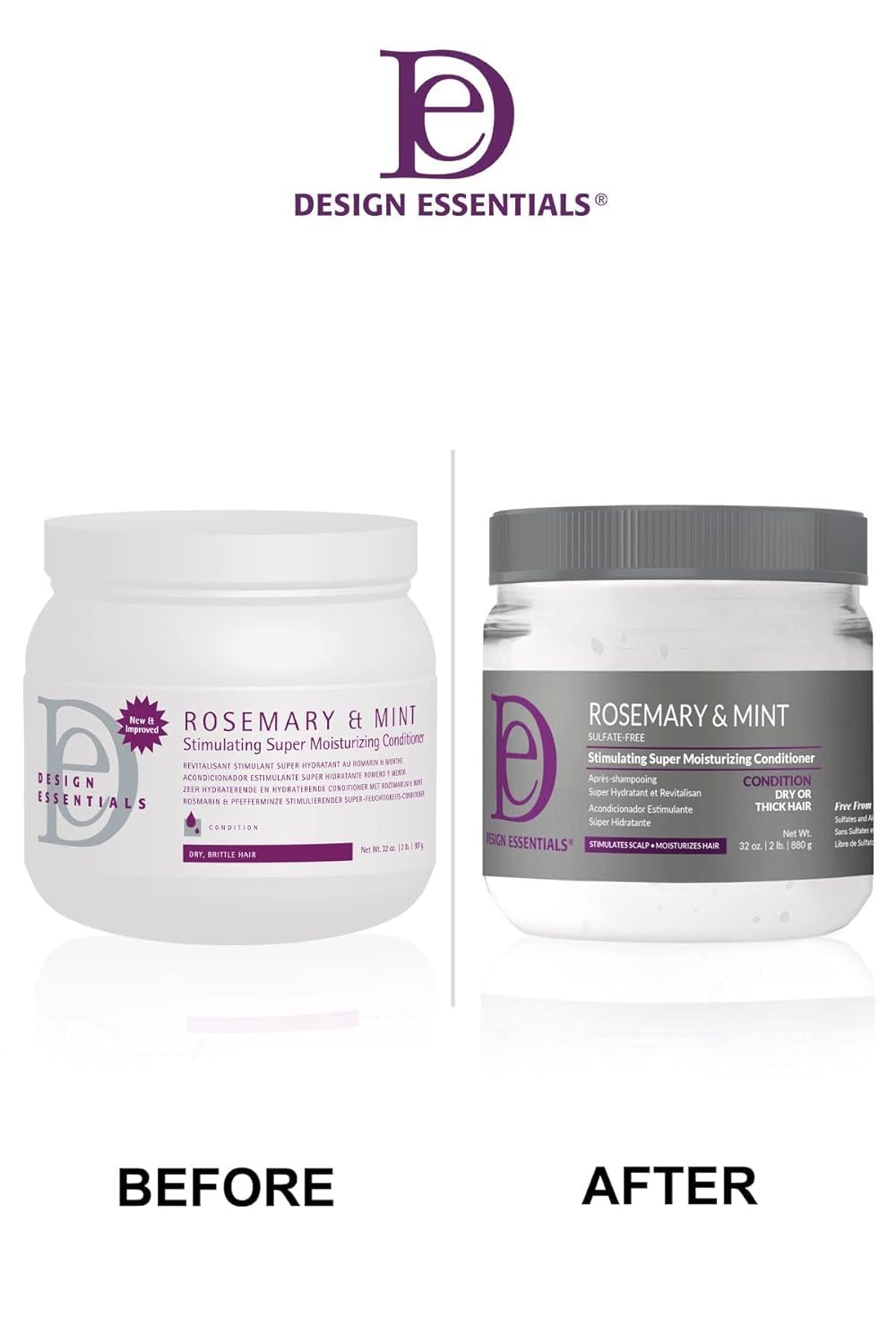 Design Essentials conditioner on bathroom shelf beside towel showing daily-use convenience and styling benefit