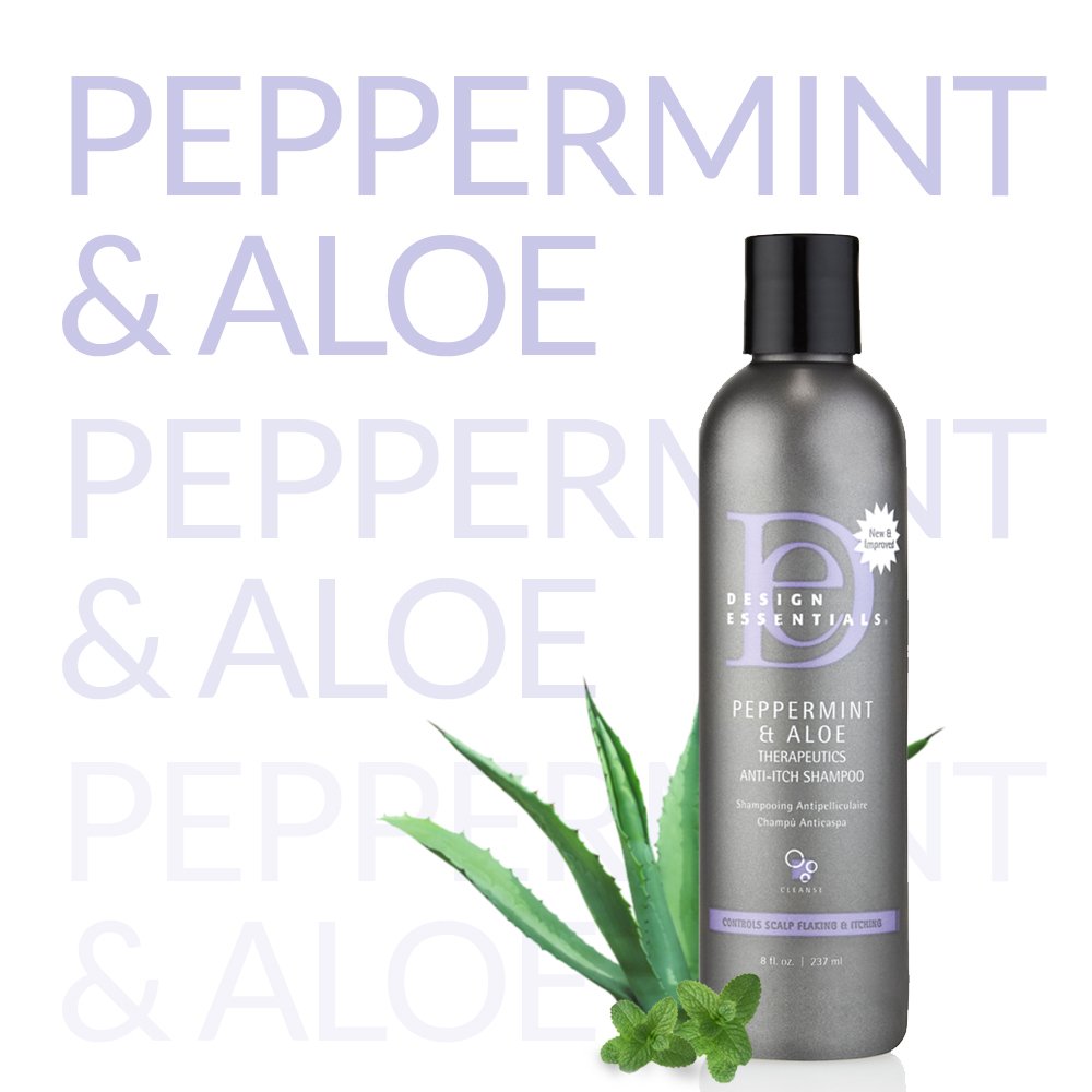 Design Essentials 8 oz bottle in hand showing scale and convenient travel-friendly benefit