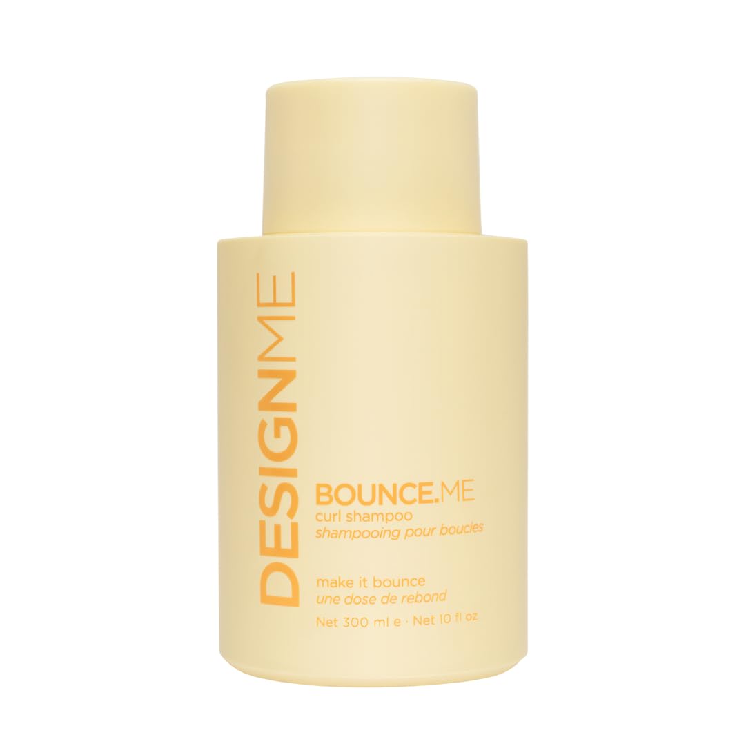 Design.Me front bottle view showing label and curl-care branding for easy identification