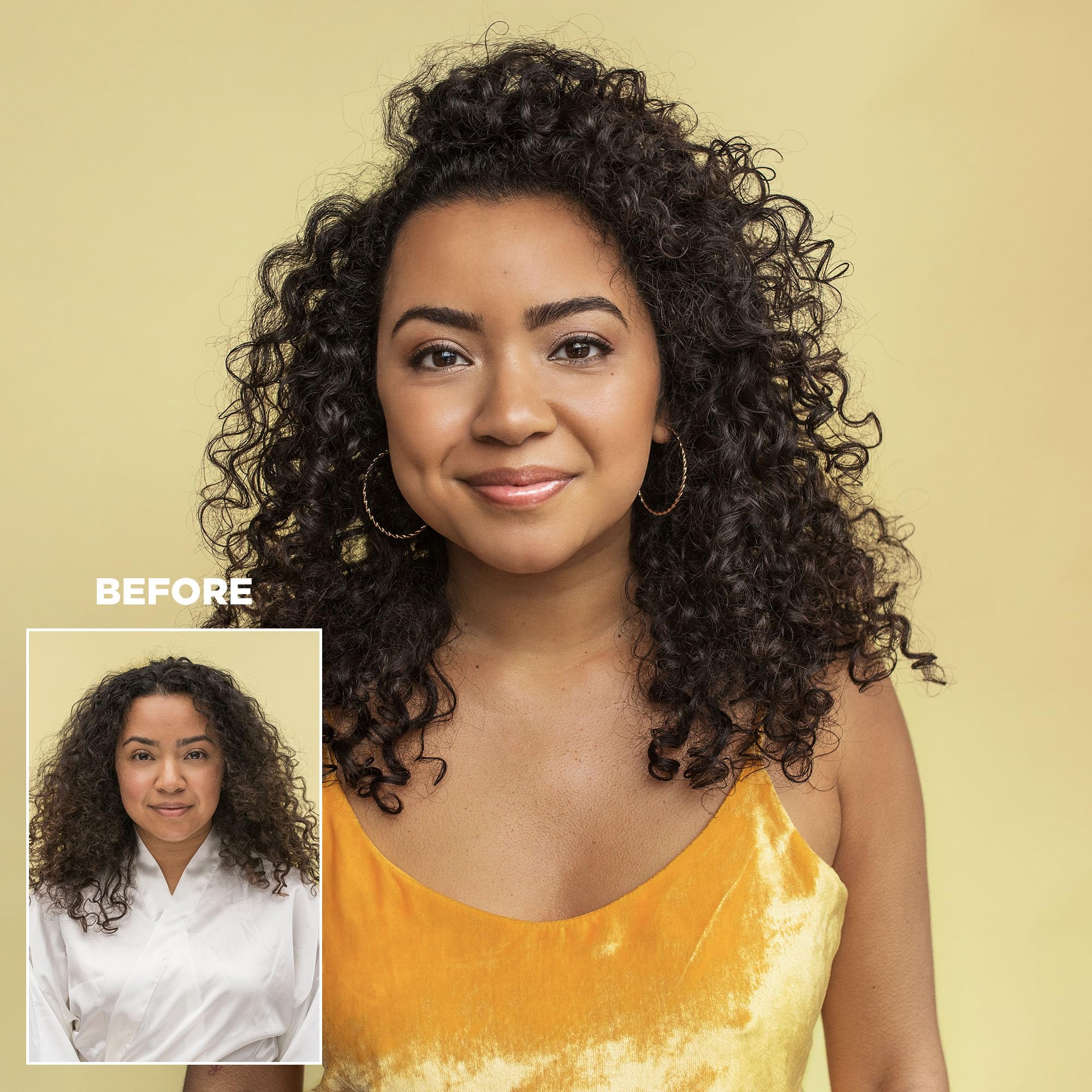 Design.Me in-shower use showing application to wet curls and scalp massage benefit