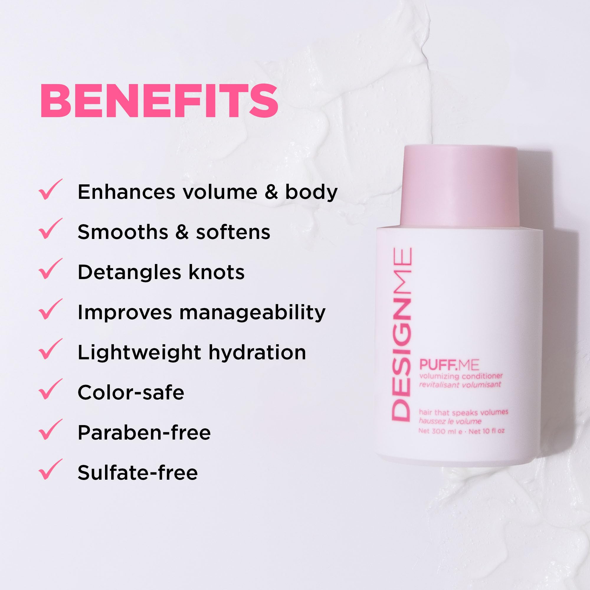 Design.Me back label close-up listing ingredients and benefits for informed shoppers