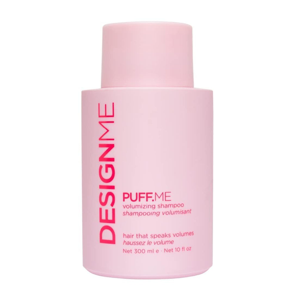 Design.Me front bottle showing branding and lightweight volumizing benefit