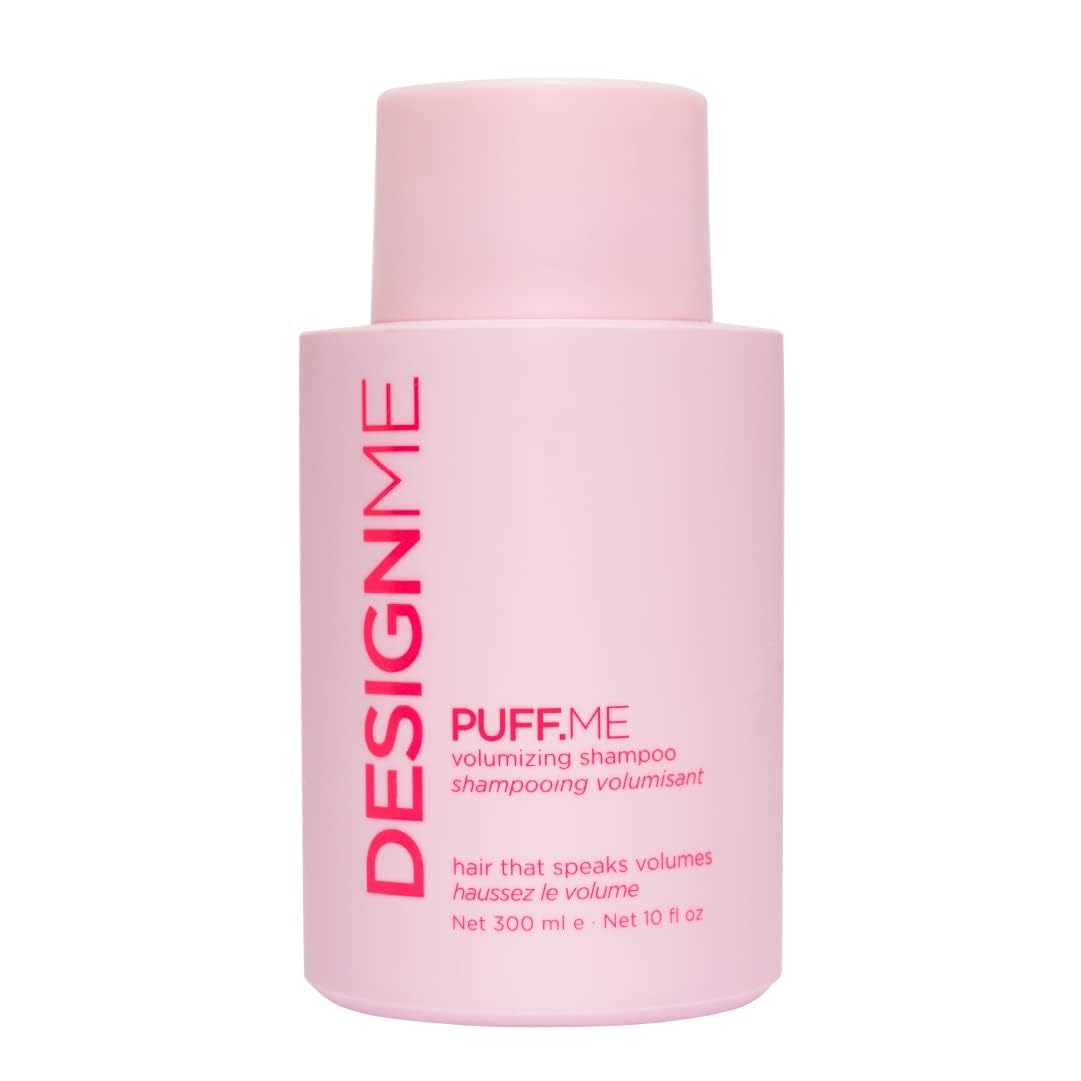 Design.Me front bottle showing branding and lightweight volumizing benefit