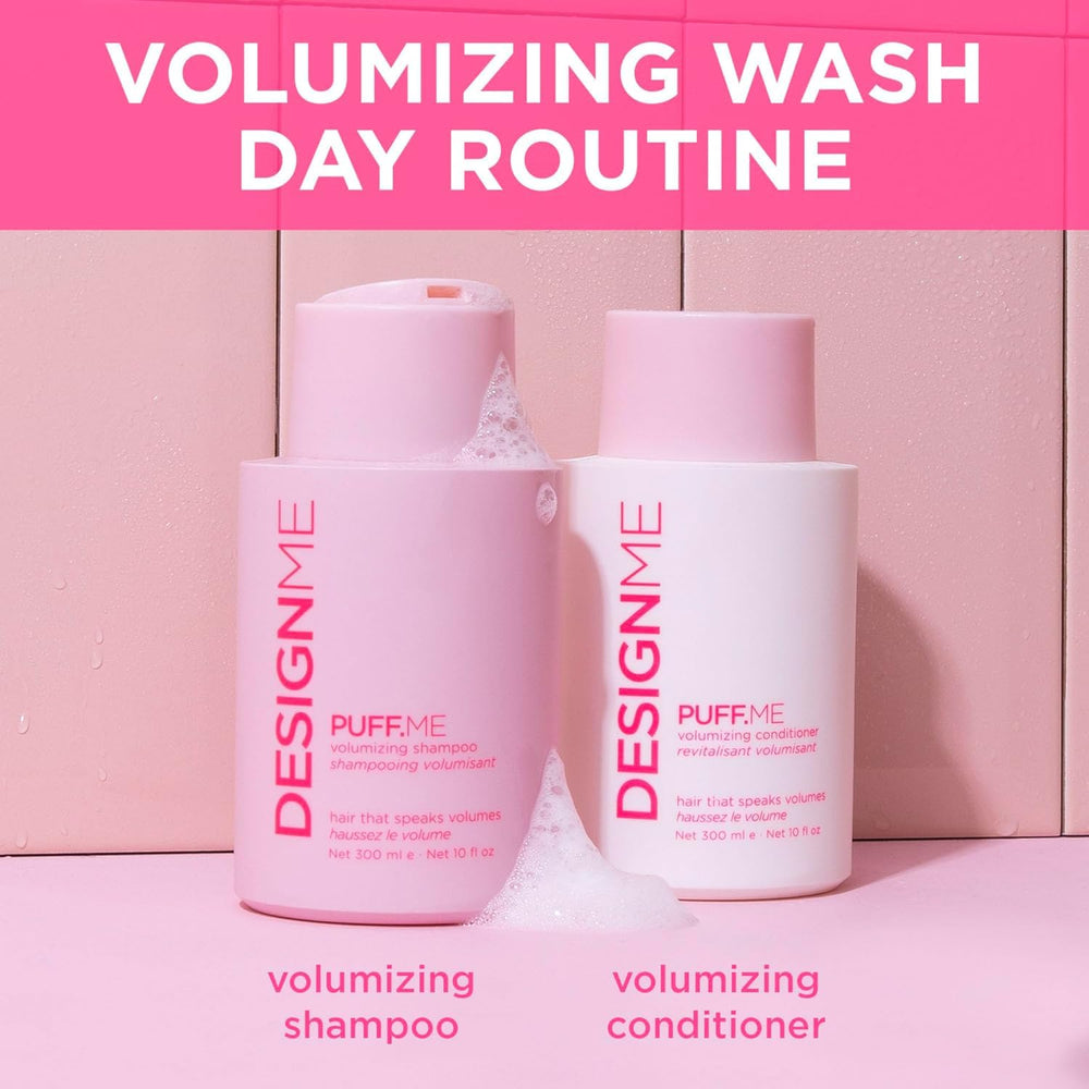 Design.Me shampoo applied to wet hair showing root cleansing and lift benefit