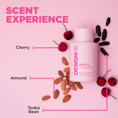 Design.Me foam texture on palm showing gentle lather and effective cleanse benefit