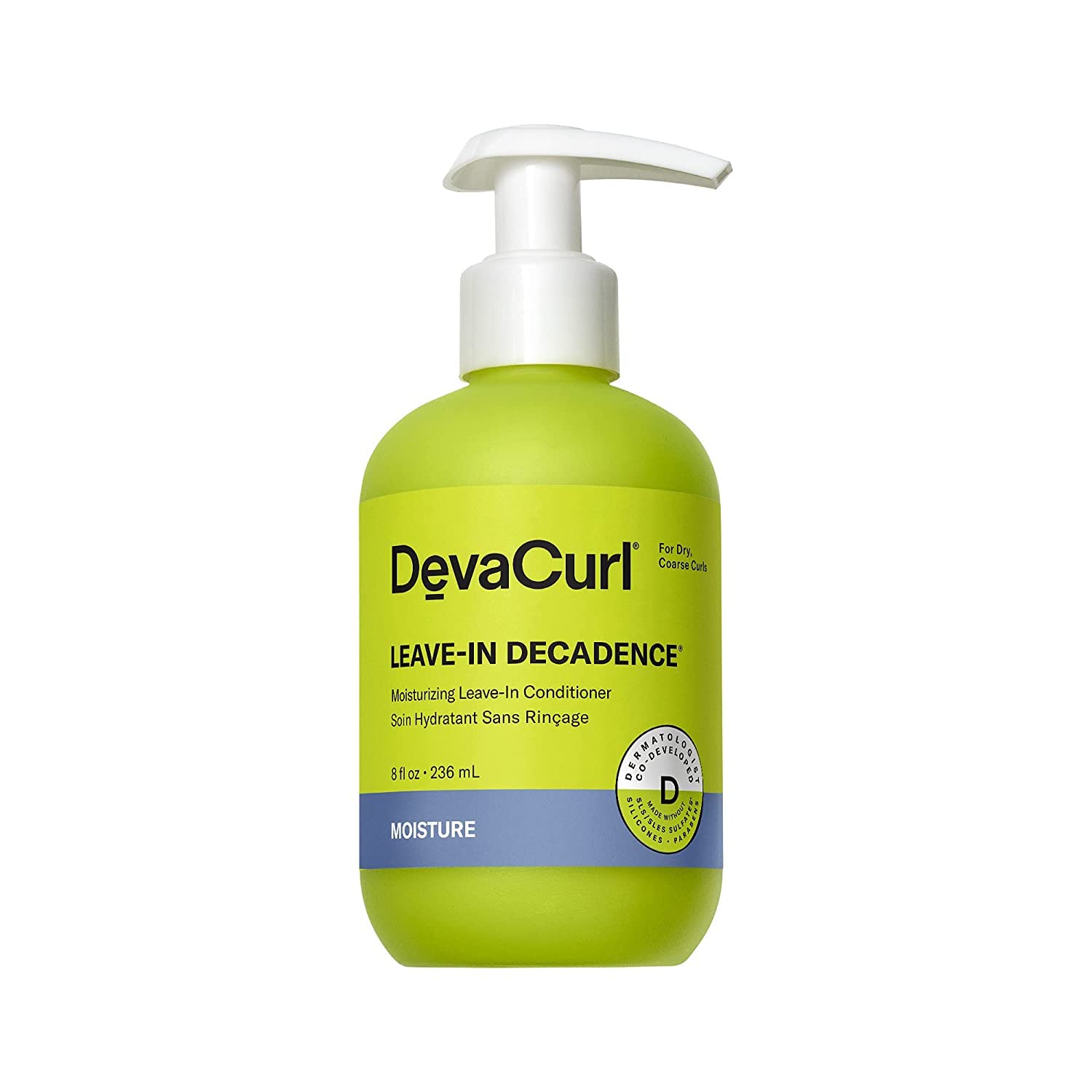 DevaCurl front bottle showing label and 7.6 fl oz size for easy identification and benefit