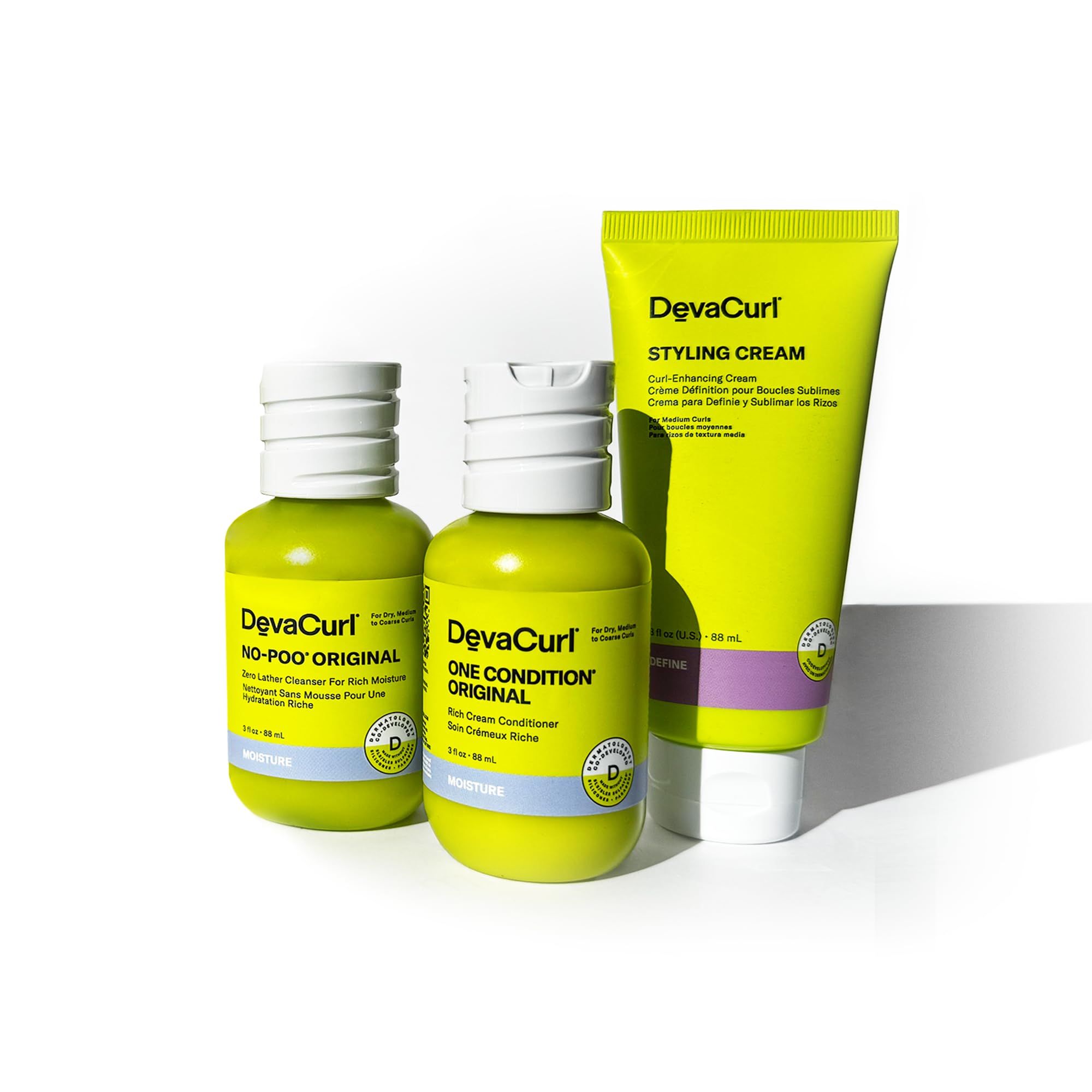 DevaCurl kit inside a toiletry bag illustrating travel convenience and routine consistency