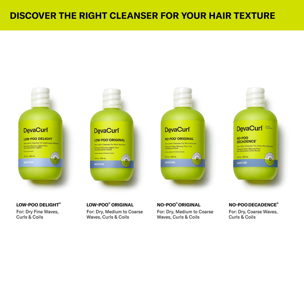 DevaCurl bottle on shower shelf styled with towels, showcasing routine convenience