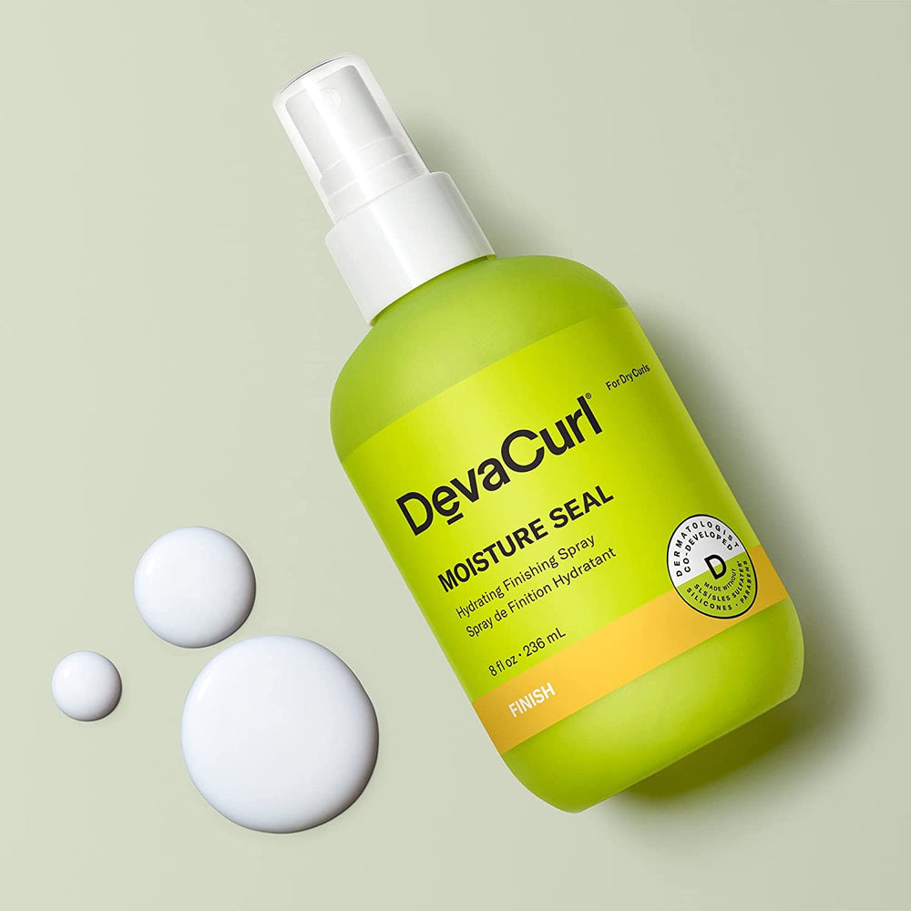 DevaCurl fine mist spray in action hydrating curls quickly and reducing frizz for smoother finish