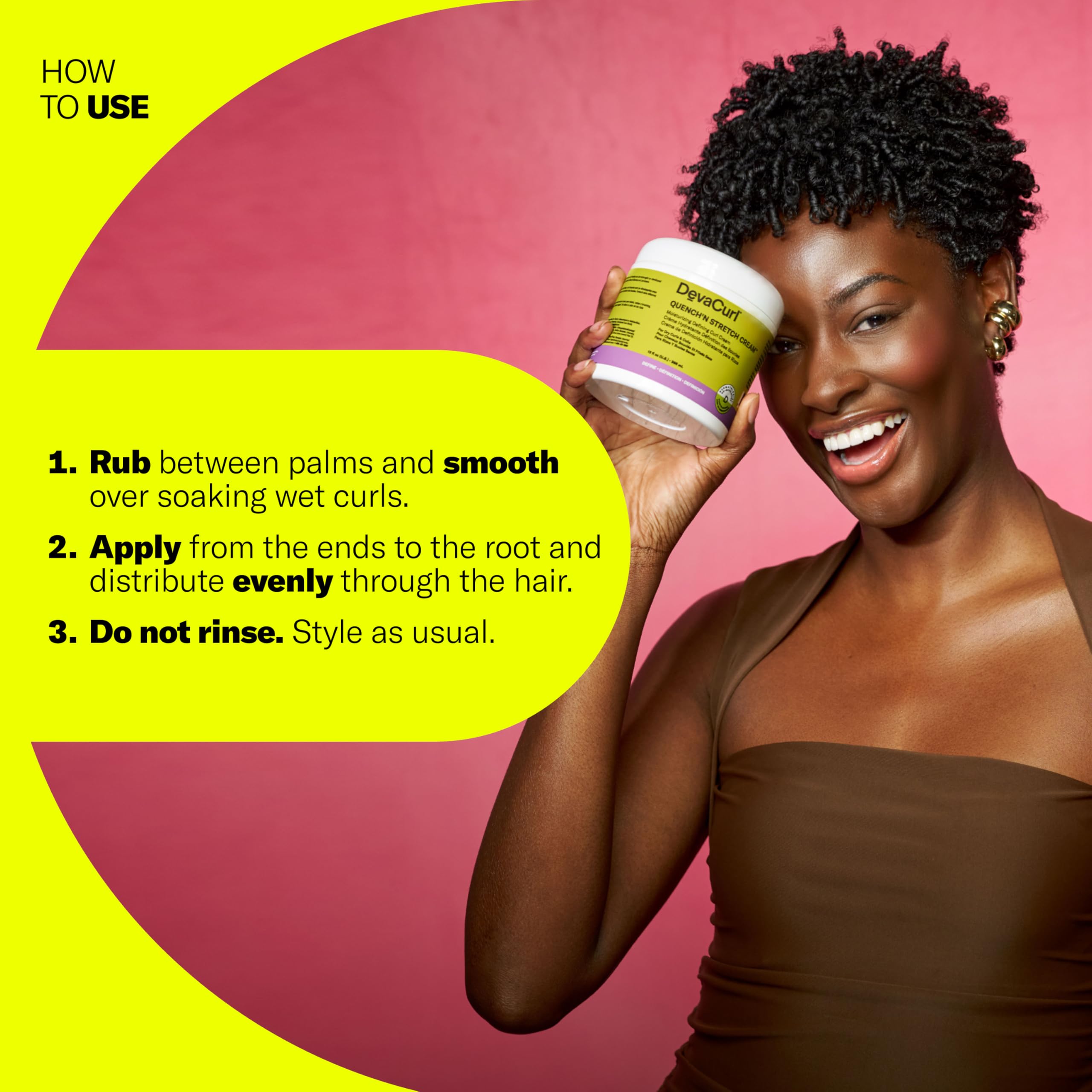 DevaCurl being smoothed through damp curls to improve definition and stretch