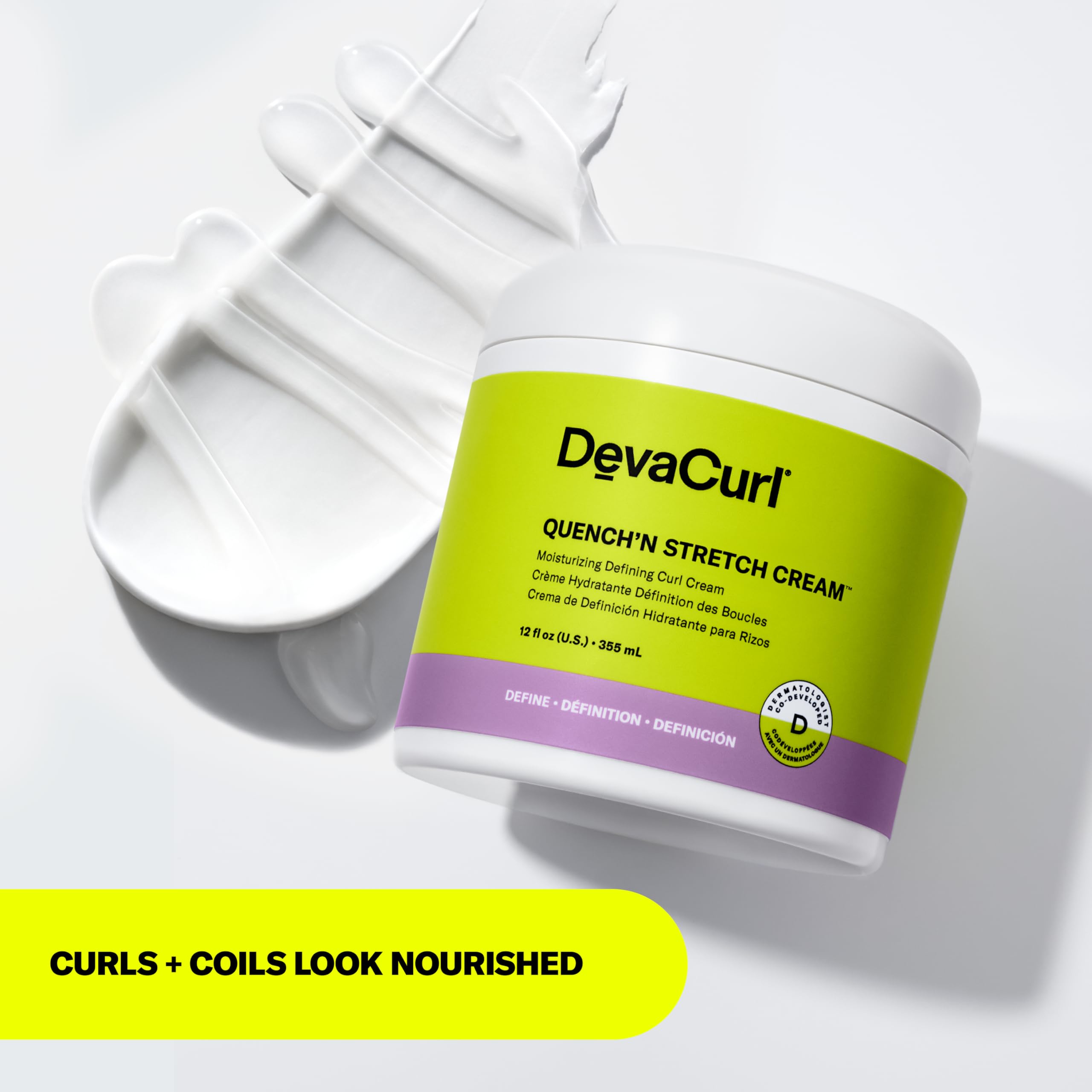 DevaCurl cream on bathroom shelf suggesting daily routine convenience