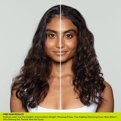 DevaCurl Wave Maker before and after curls showing enhanced definition and reduced frizz