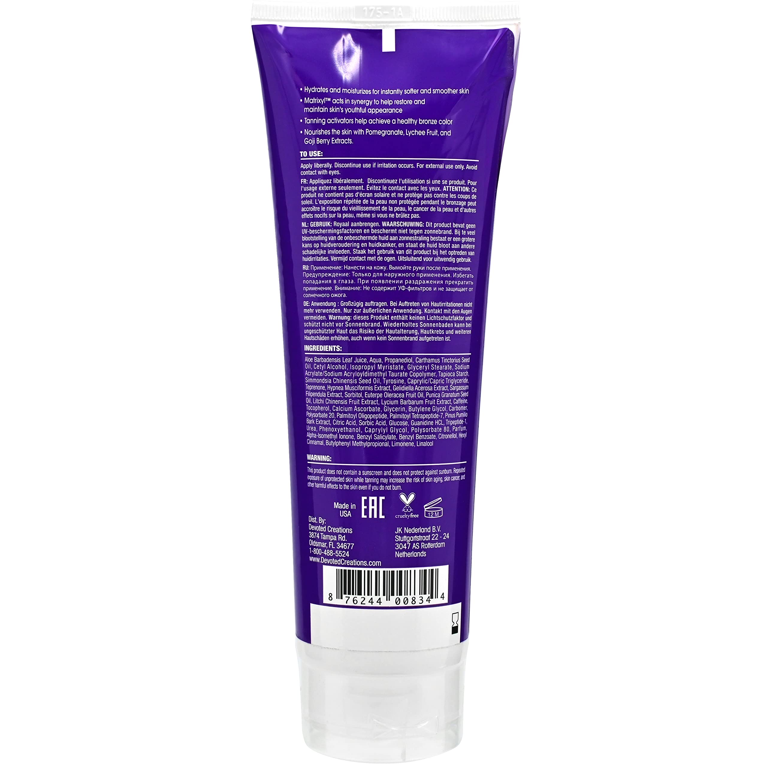 Devoted Creations Collagenetics lotion applied to forearm demonstrating fast absorption and prep benefit