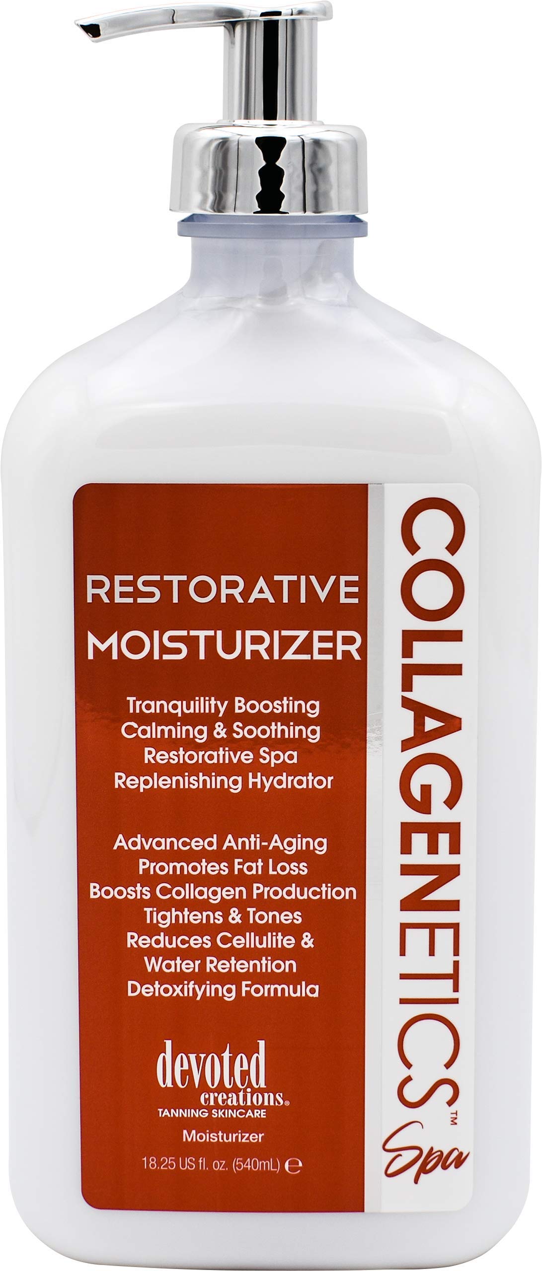 Devoted Creations label close-up revealing active ingredients like SkintightAP and ForsLean for skin-support benefits
