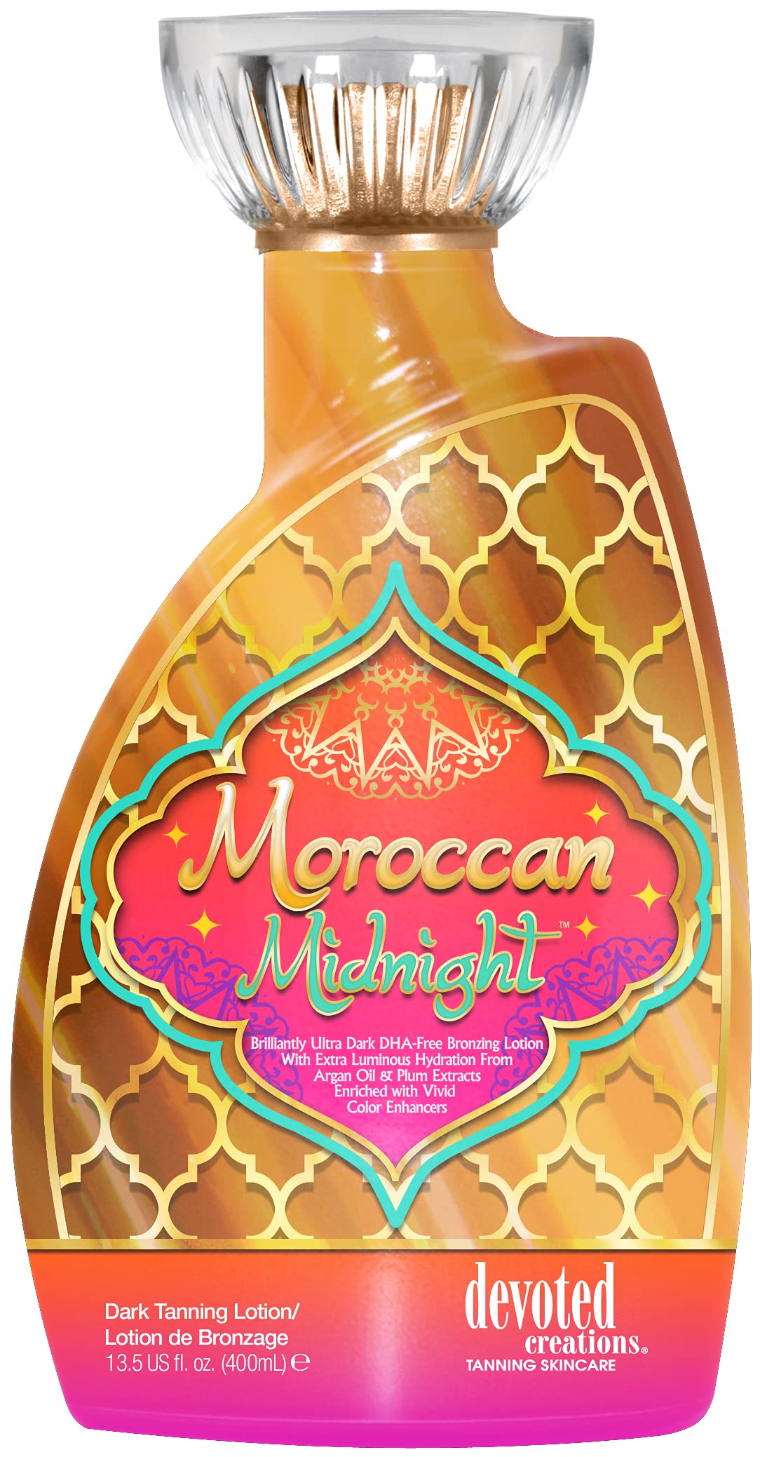 Devoted Creations front bottle shot showing Moroccan Midnight bronzer and hydrating benefits