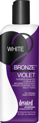 Devoted Creations bottle front label showing violet-toned bronzer and hydration benefits