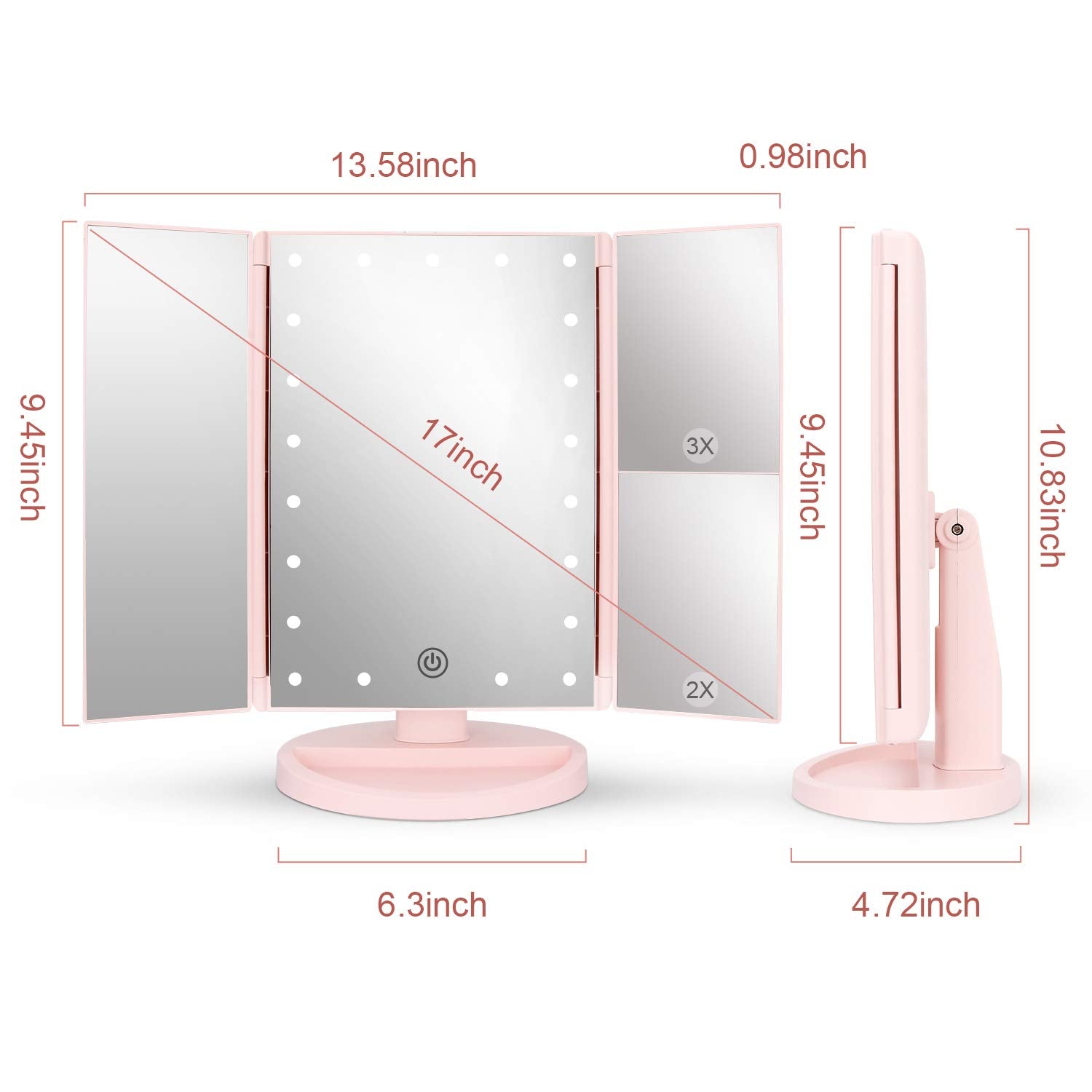 deweisn three panels showing 3X 2X 1X magnification for detailed grooming