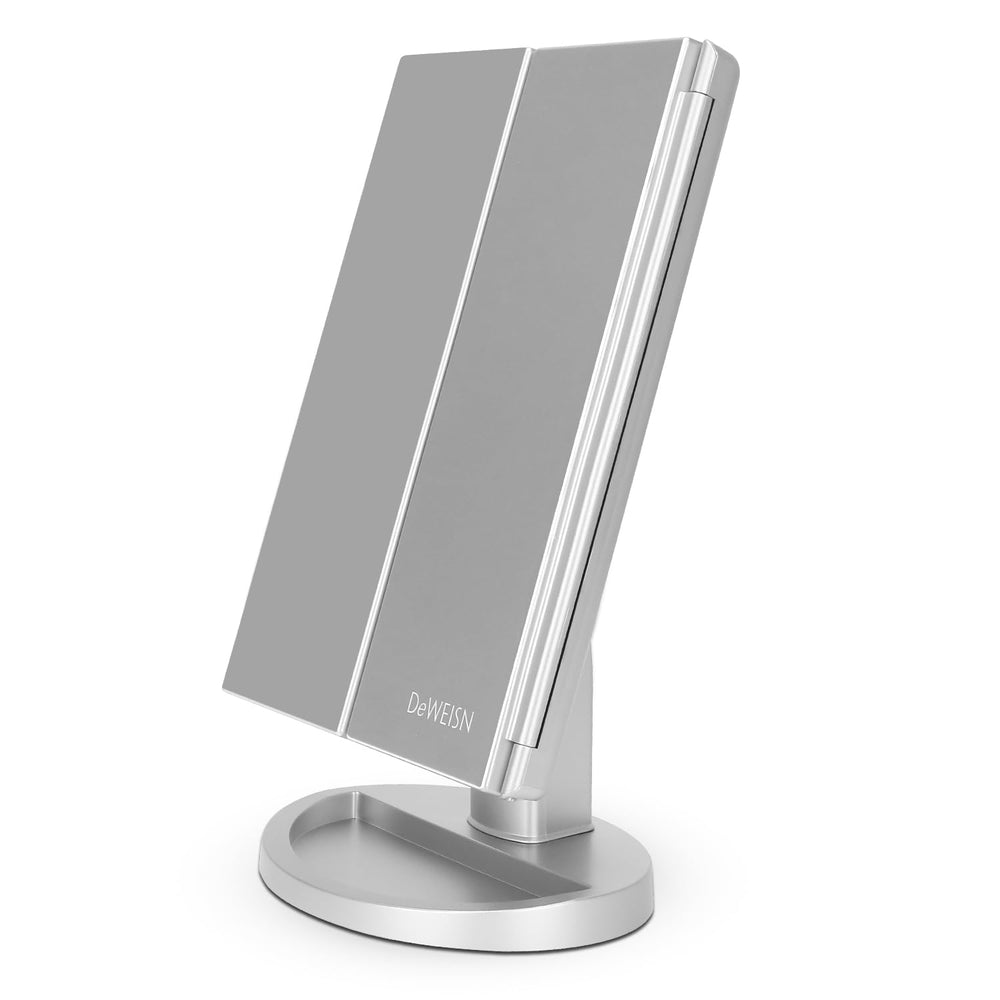 deweisn front view open vanity mirror with even LED lighting for precise makeup