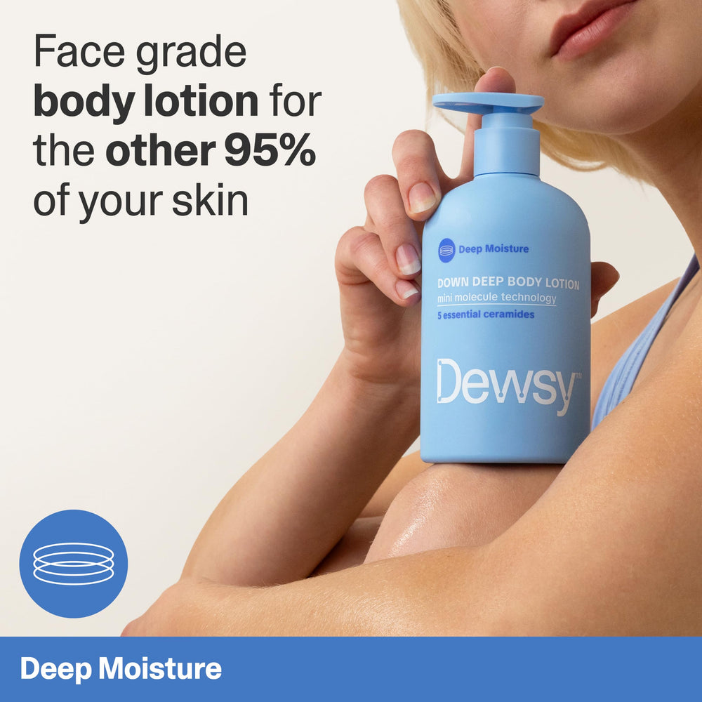 After-use lifestyle photo of bare legs showing smoother, dewy skin