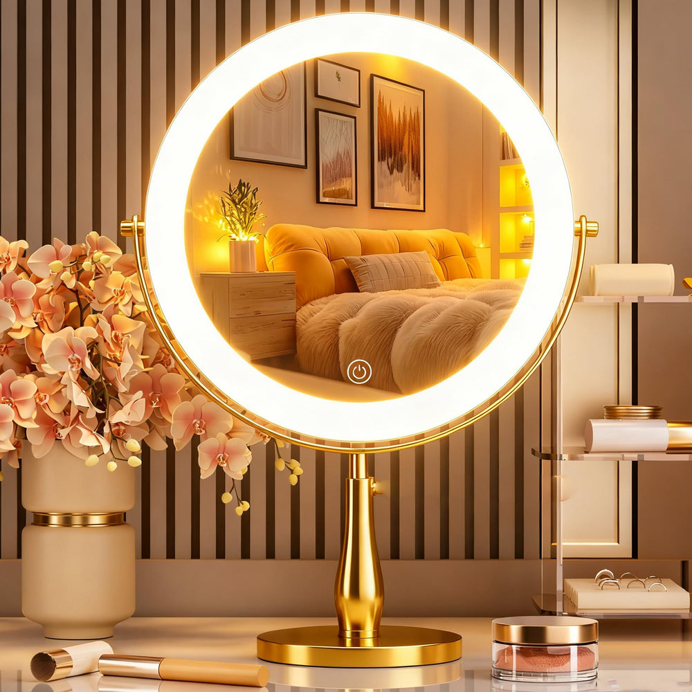 DEXHOM front view showing full 8x14 mirror and even lighting benefits