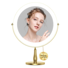 DEXHOM front view showing large 11.8-inch mirror and even illumination for flawless makeup