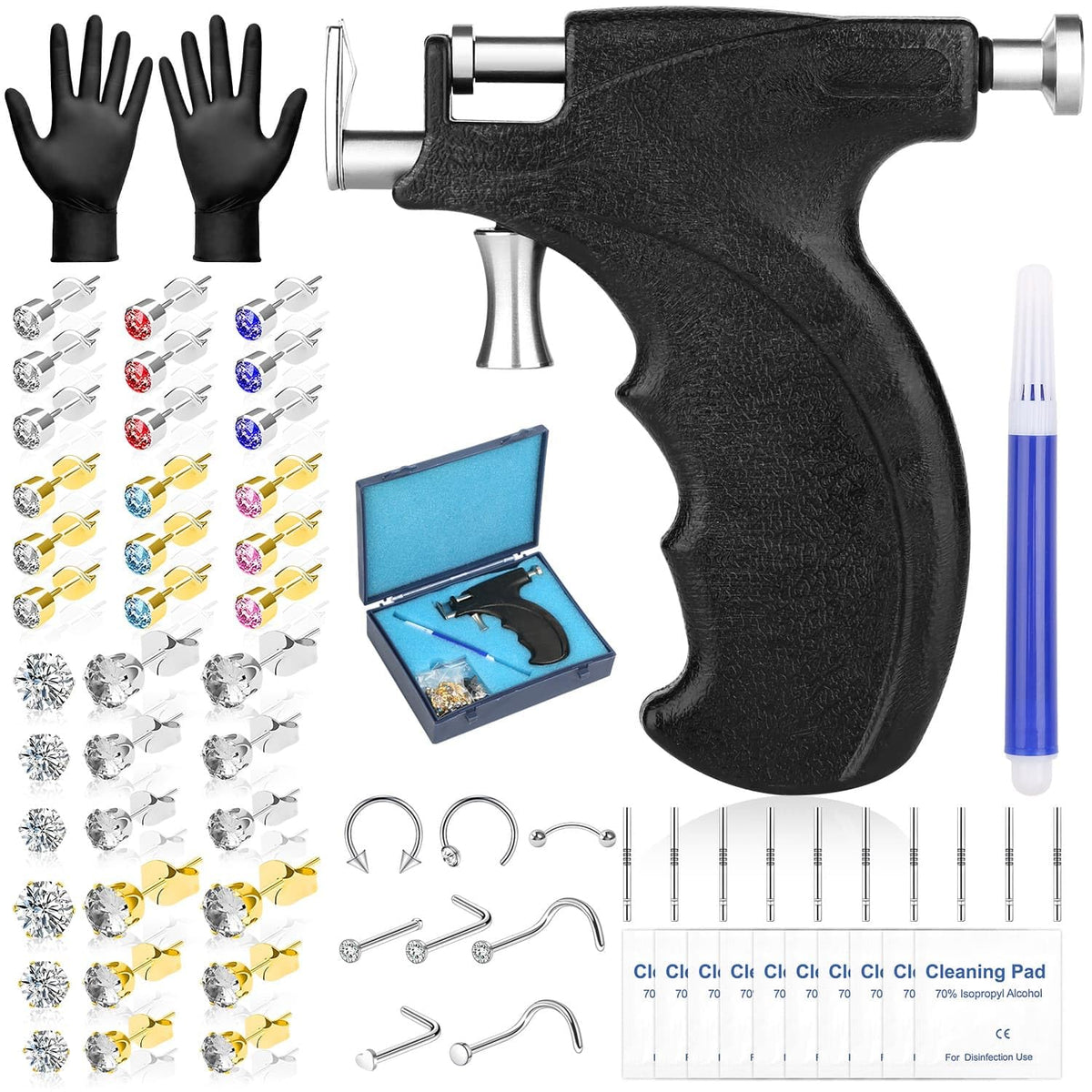 Dexpinzo piercing gun front view showing compact design and easy grip benefit