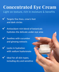 Close-up texture of DHC eye cream showing smooth, hydrating consistency