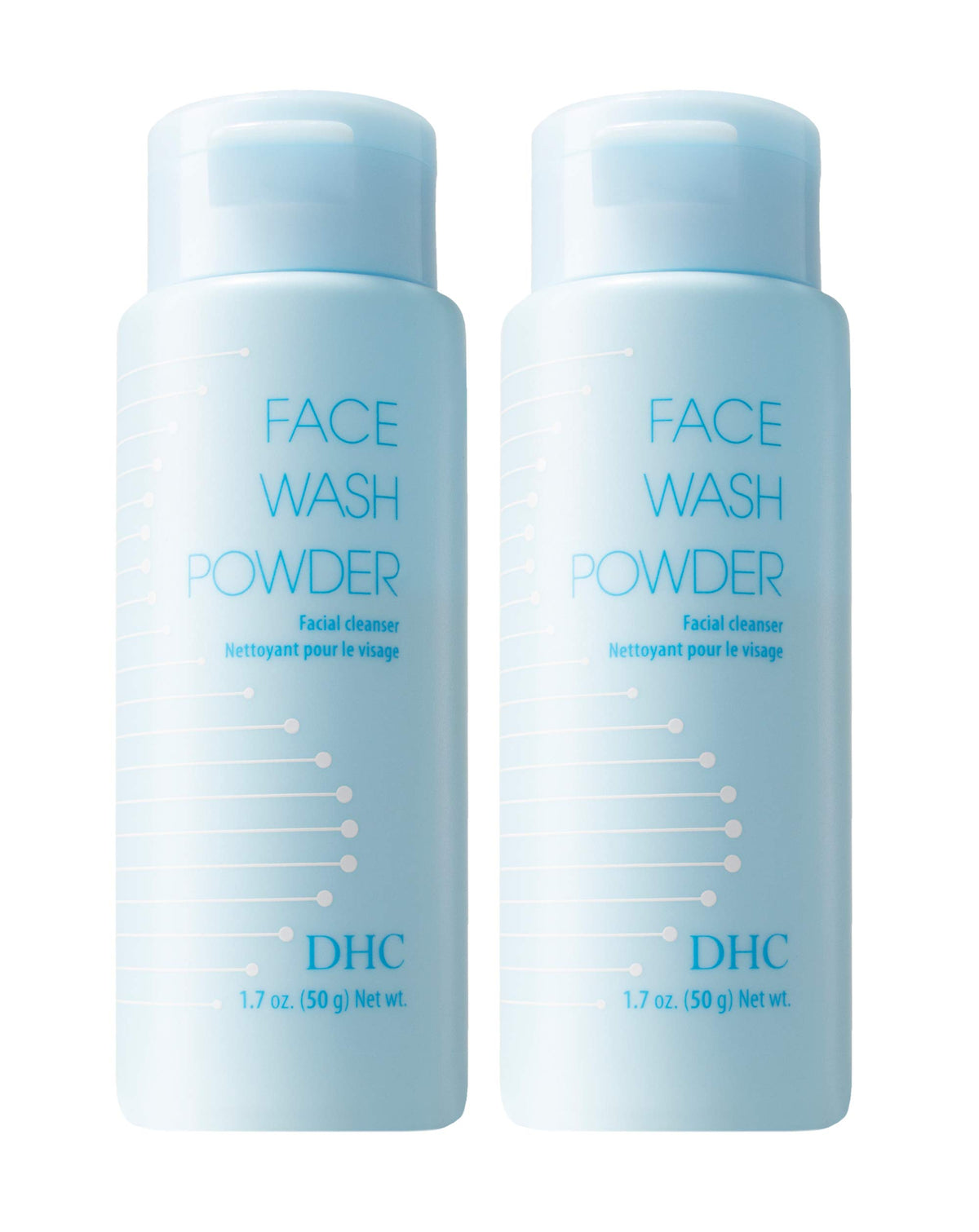DHC face wash powder front packaging showing two jars and benefits