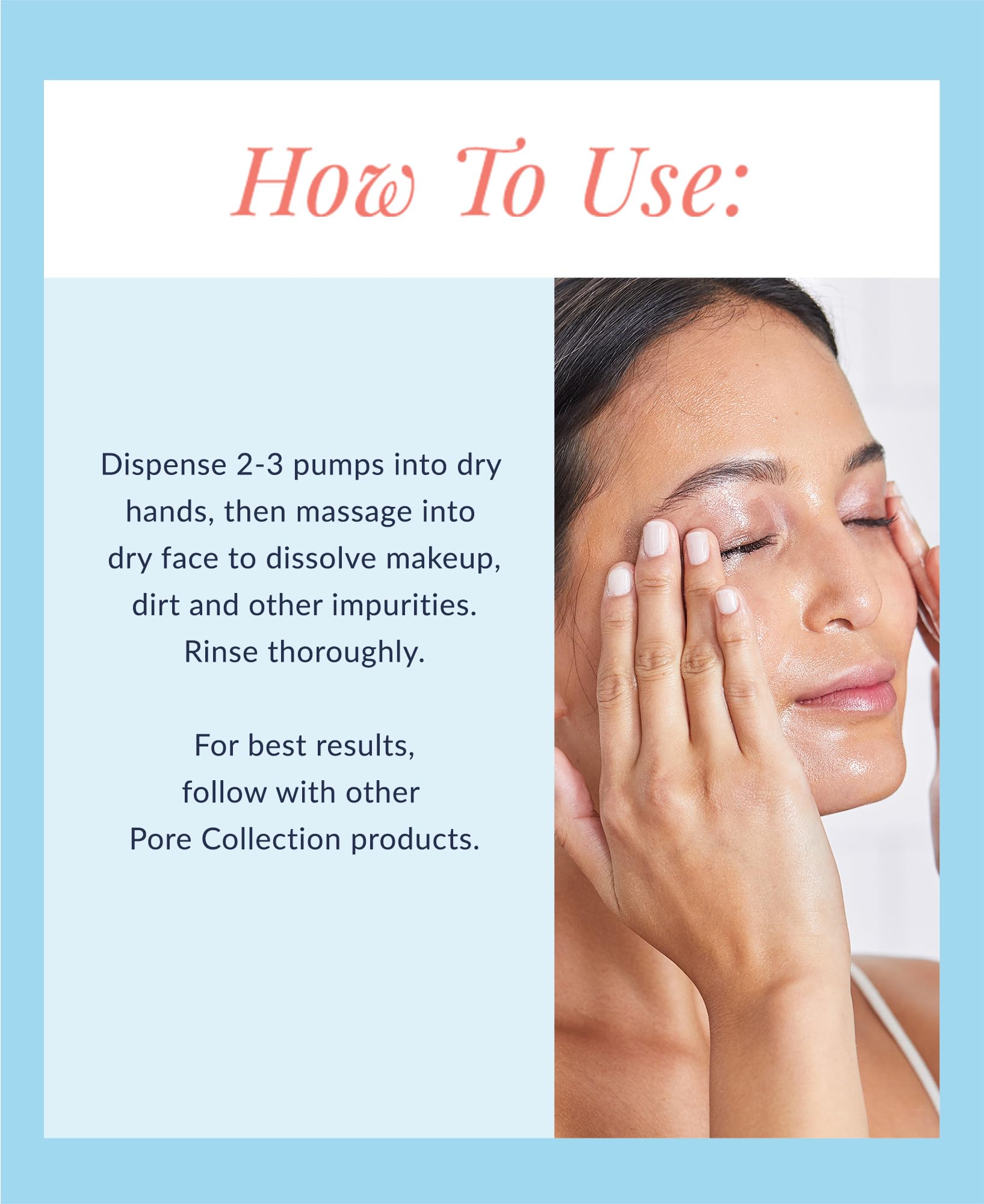 DHC bottle in hand during massage showing gentle makeup dissolution benefit