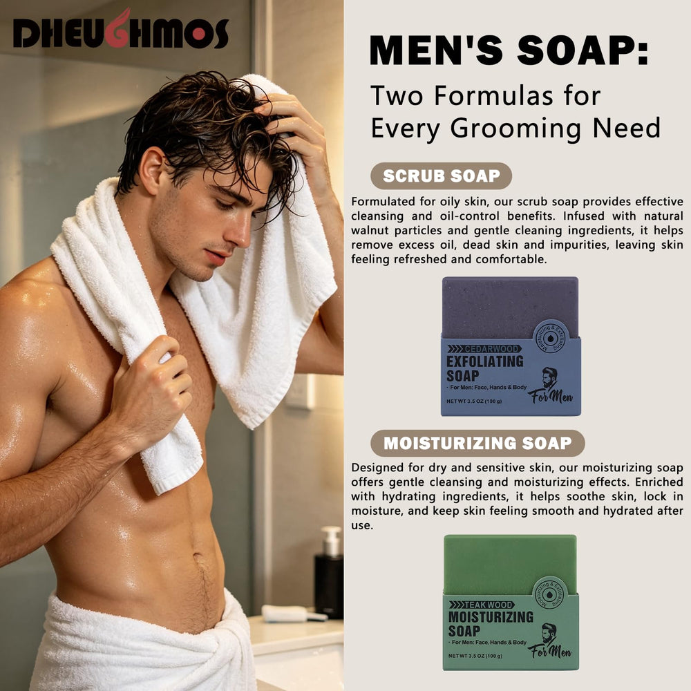 DHEUGHMOS bar lathering in shower showing rich foam and cleansing benefit