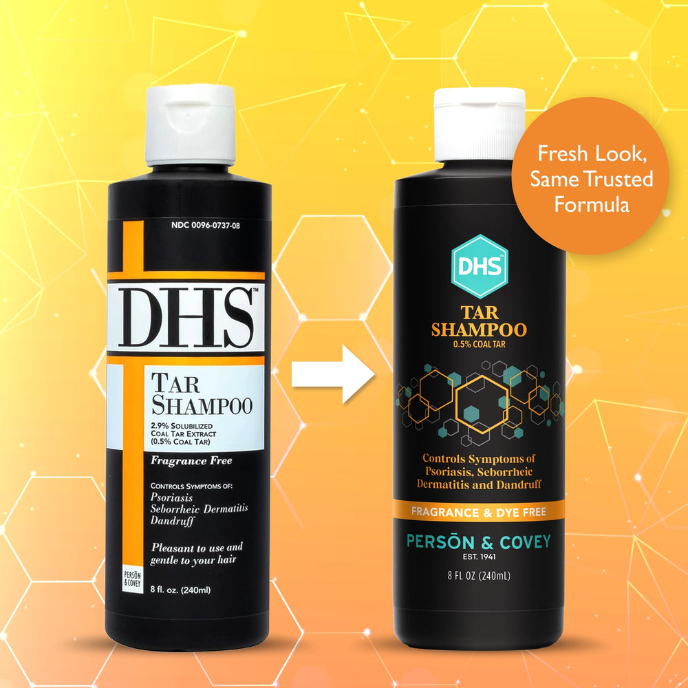 DHS coal tar shampoo back label with directions and ingredient clarity benefit