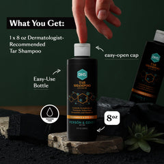 DHS in-use on wet hair showing scalp massage and flake-removal benefit